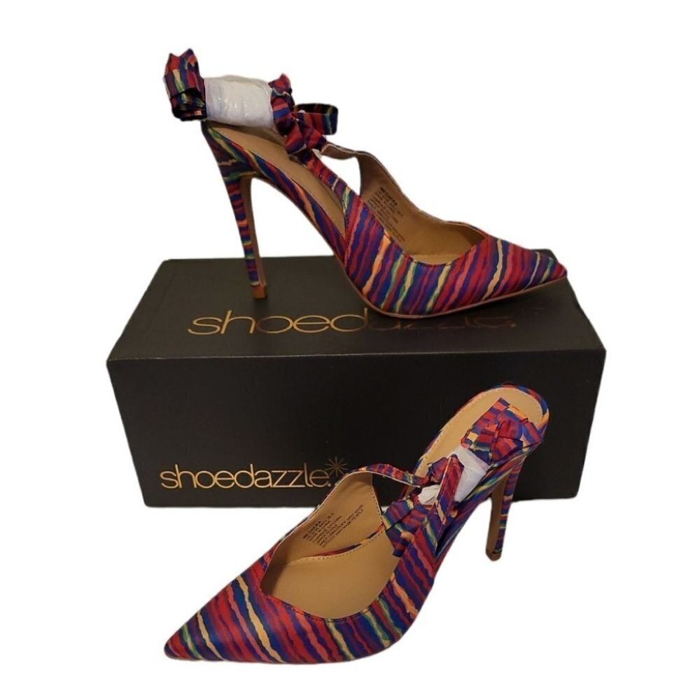 Women's Multi-Color Lace Up Pumps by ShoeDazzle (size 6)
